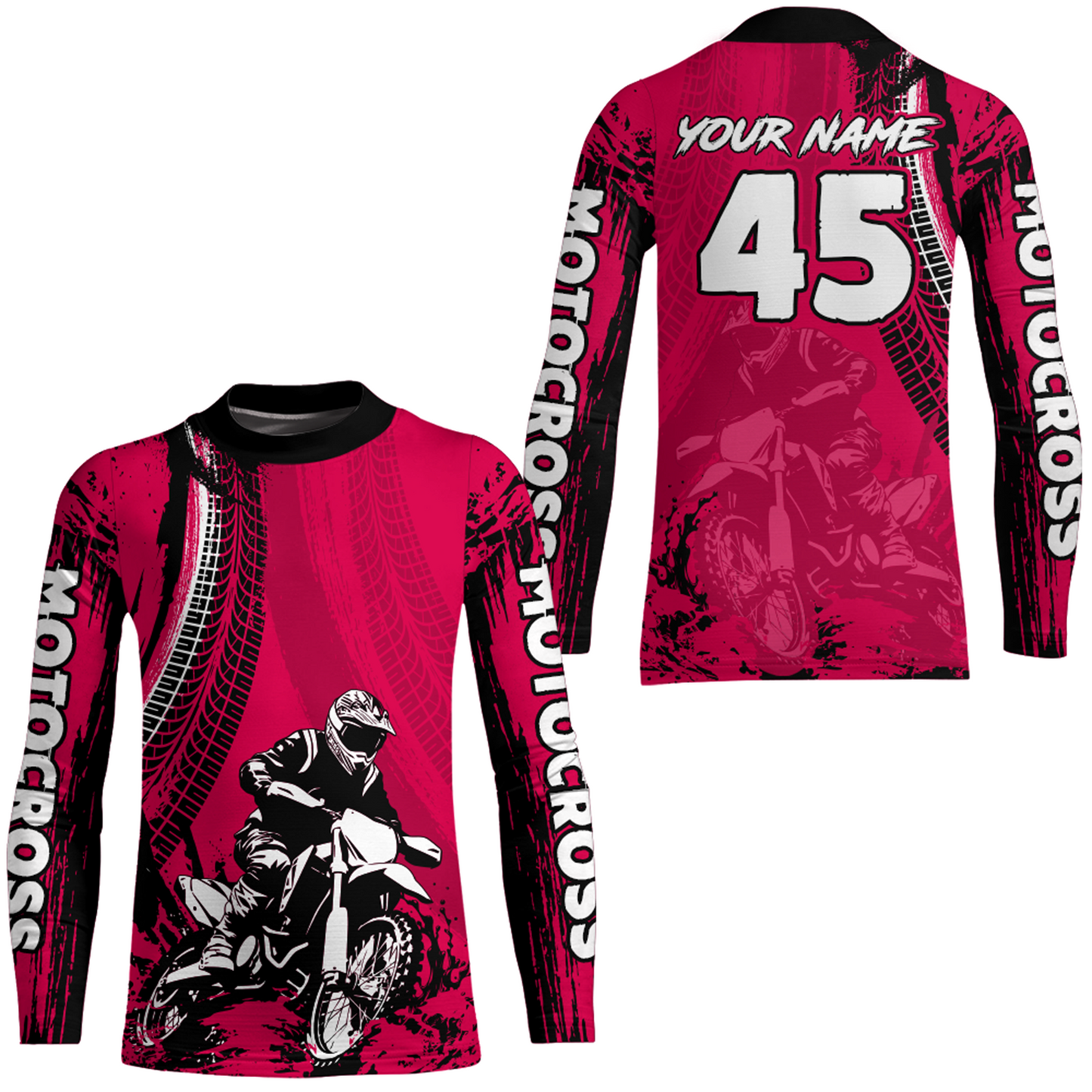 Adult&Kid Pink Custom Motocross Jersey UPF30+ MX Racing Biker Off-road Dirt Bike Racewear| CTP65