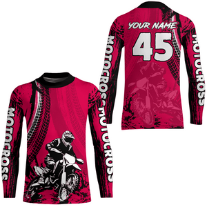 Adult&Kid Pink Custom Motocross Jersey UPF30+ MX Racing Biker Off-road Dirt Bike Racewear| CTP65