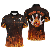 Load image into Gallery viewer, Orange Flame Bowling Jersey Men And Women Custom Bowling Shirts Unisex Polo Bowling Team Shirt CP21