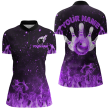 Load image into Gallery viewer, Purple Flame Bowling Jersey Men And Women Custom Bowling Shirts Unisex Polo Bowling Team Shirt CP21