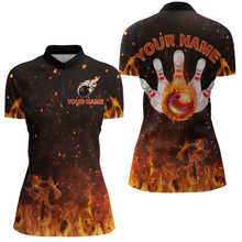 Load image into Gallery viewer, Orange Flame Bowling Jersey Men And Women Custom Bowling Shirts Unisex Polo Bowling Team Shirt CP21