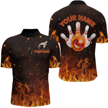 Load image into Gallery viewer, Orange Flame Bowling Jersey Men And Women Custom Bowling Shirts Unisex Polo Bowling Team Shirt CP21