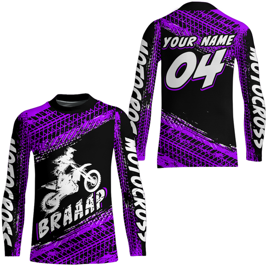 Custom Dirt Bike Jersey Purple Motocross Jersey Upf30+ Mens Women Racing Shirt| CTP27