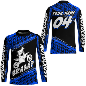 Custom Dirt Bike Jersey Blue Motocross Jersey Upf30+ Mens Women Racing Shirt| CTP27
