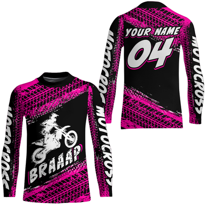 Custom Dirt Bike Jersey Pink Motocross Jersey Upf30+ Mens Women Racing Shirt| CTP27