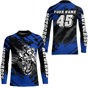 Custom Blue Motocross Jersey for Men Women Upf30+ Dirt Bike Shirt Motorcycle Jersey| CTP101