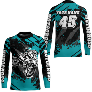 Custom Turquoise Motocross Jersey for Men Women Upf30+ Dirt Bike Shirt Motorcycle Jersey| CTP101