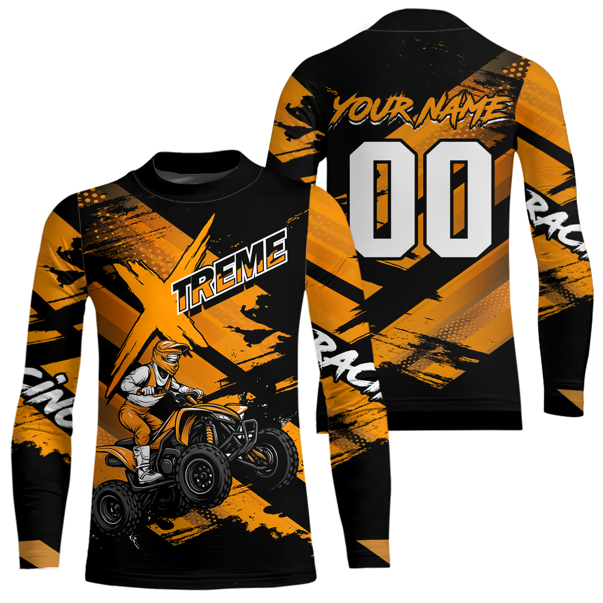 Custom Orange Quad Bike Jersey Motocross Shirt for Men Women Youth ATV Extreme Off-Road UPF30+ NHN012