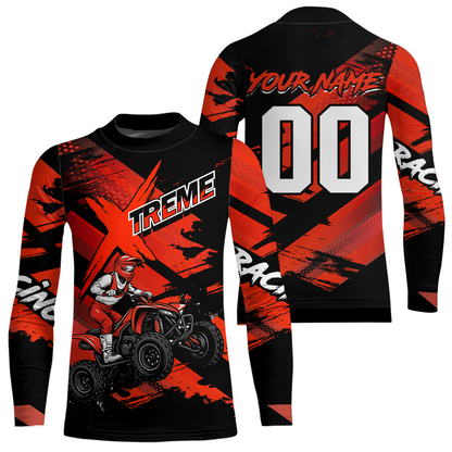 Custom Red Quad Bike Jersey Motocross Shirt for Men Women Youth ATV Extreme Off-Road UPF30+ NHN012