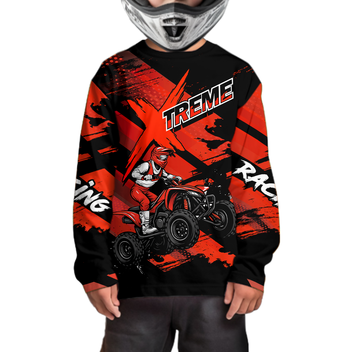 Custom Red Quad Bike Jersey Motocross Shirt for Men Women Youth ATV Extreme Off-Road UPF30+ NHN012