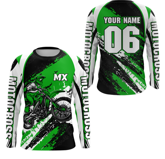 Custom Motocross Jersey Green Dirt Bike Clothes Upf30+ Mens Women Motorcycle Jersey| CTP59