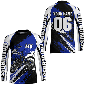 Custom Motocross Jersey Blue Dirt Bike Clothes Upf30+ Mens Women Motorcycle Jersey| CTP59