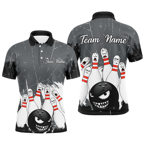Grey Bowling Jersey Men And Women Custom Funny Bowling Shirts Unisex Polo Bowling Team Shirt CP15