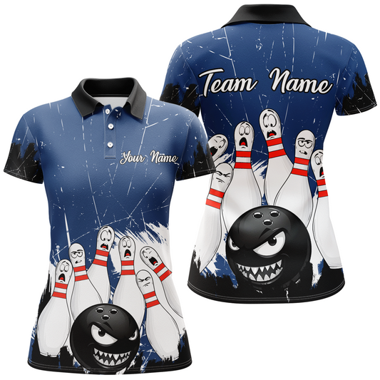Navy Bowling Jersey Men And Women Custom Funny Bowling Shirts Unisex Polo Bowling Team Shirt CP15