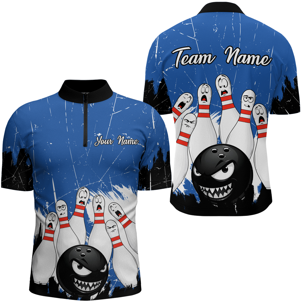 Blue Bowling Jersey Men And Women Custom Funny Bowling Shirts Unisex Polo Bowling Team Shirt CP15