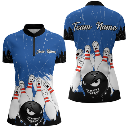 Blue Bowling Jersey Men And Women Custom Funny Bowling Shirts Unisex Polo Bowling Team Shirt CP15