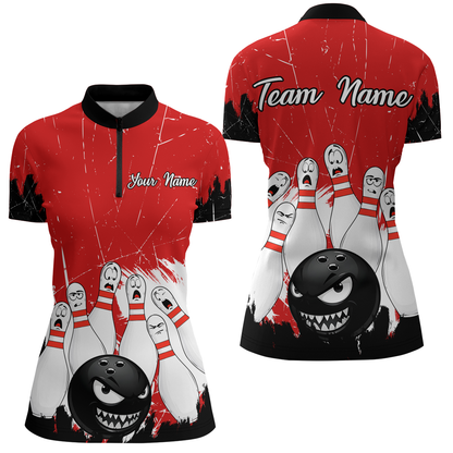 Red Bowling Jersey Men And Women Custom Funny Bowling Shirts Unisex Polo Bowling Team Shirt CP15