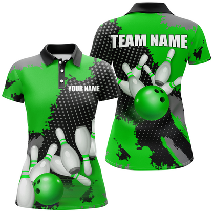 Green Bowling Jersey Men Women Custom Bowling Team Shirts Unisex Bowling Polo Quarter-zip CP27