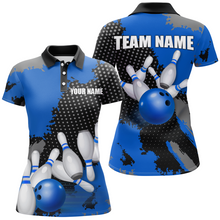 Load image into Gallery viewer, Blue Bowling Jersey Men Women Custom Bowling Team Shirts Unisex Bowling Polo Quarter-zip CP27