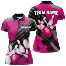 Load image into Gallery viewer, Pink Bowling Jersey Men Women Custom Bowling Team Shirts Unisex Bowling Polo Quarter-zip CP27