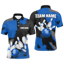 Load image into Gallery viewer, Blue Bowling Jersey Men Women Custom Bowling Team Shirts Unisex Bowling Polo Quarter-zip CP27
