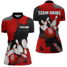 Load image into Gallery viewer, Red Bowling Jersey Men Women Custom Bowling Team Shirts Unisex Bowling Polo Quarter-zip CP27