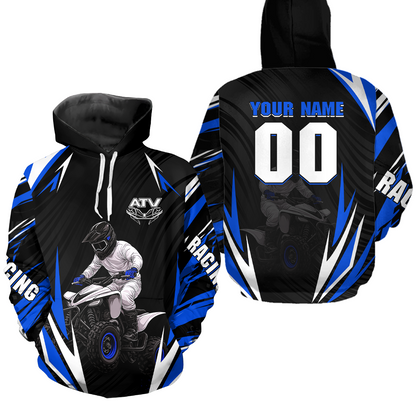 Blue Atv Motocross Hoodie Adult Youth Kid Upf30+ Custom Quad Bike Shirt Boys Girls Extreme Off-Road Racing Hooded  NHN011