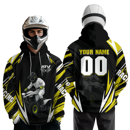 Yellow Atv Motocross Hoodie Adult Youth Kid Upf30+ Custom Quad Bike Shirt Boys Girls Extreme Off-Road Racing Hooded  NHN011