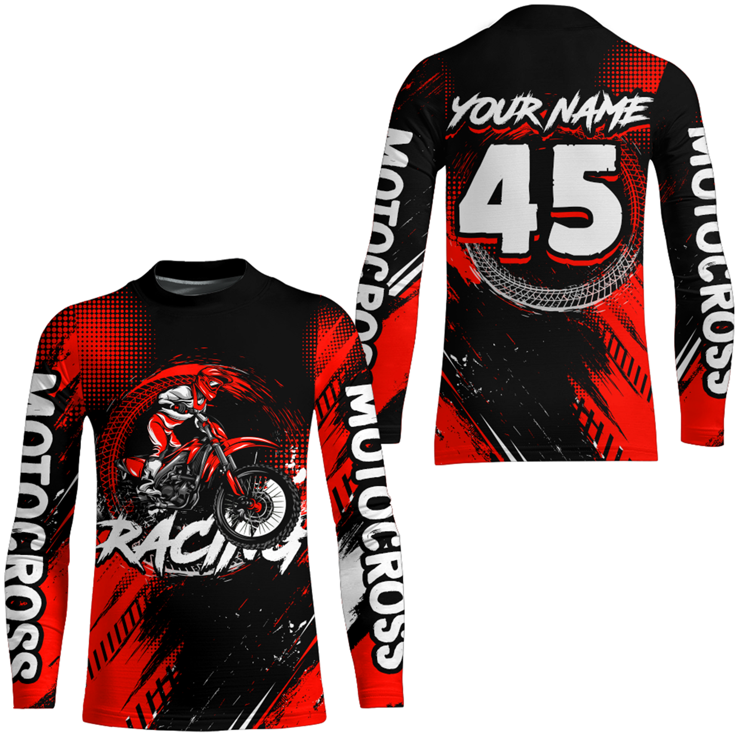 Custom Dirt Bike Red Jersey Motocross Jersey Upf30+ Mens Women Motocross Shirt| CTP22