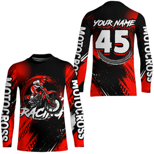Custom Dirt Bike Red Jersey Motocross Jersey Upf30+ Mens Women Motocross Shirt| CTP22