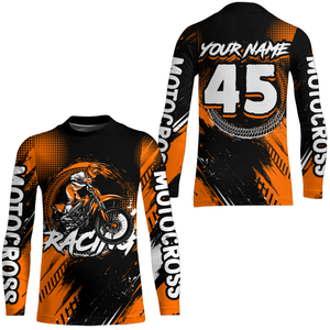 Custom Dirt Bike Orange Jersey Motocross Jersey Upf30+ Mens Women Motocross Shirt| CTP22