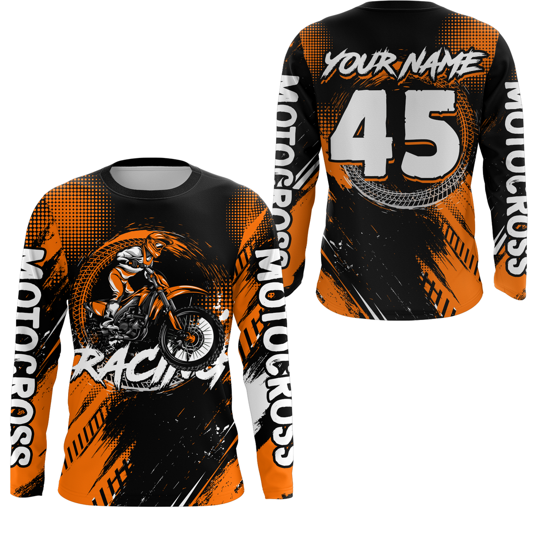 Custom Dirt Bike Orange Jersey Motocross Jersey Upf30+ Mens Women Motocross Shirt| CTP22
