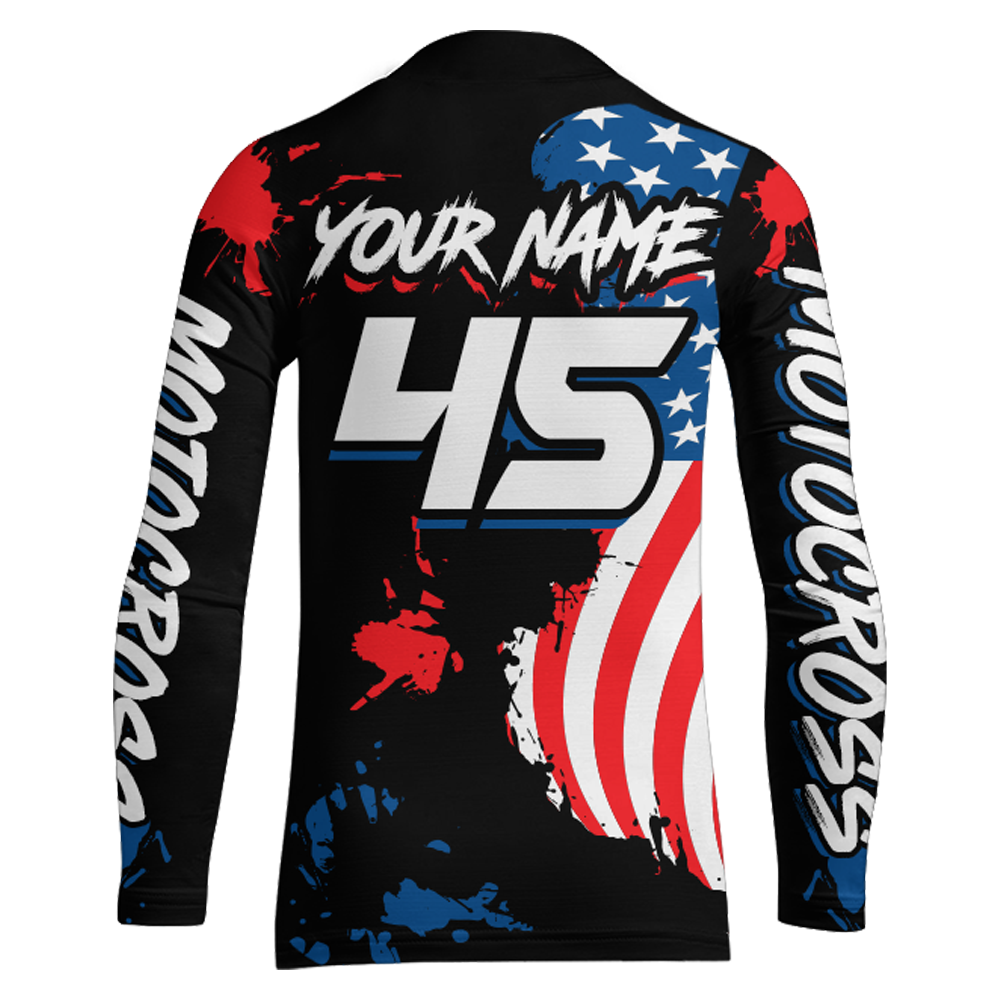 Adult&Kid Custom US Flag Motocross Jersey UPF30+ MX Racing Biker Off-road Dirt Bike Racewear| CTP62