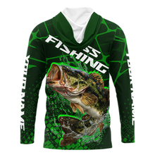 Load image into Gallery viewer, Largemouth Bass Fishing, Fishing Shirts Long Sleeve Hooded Scale, Fishing Gift | Green NHT392