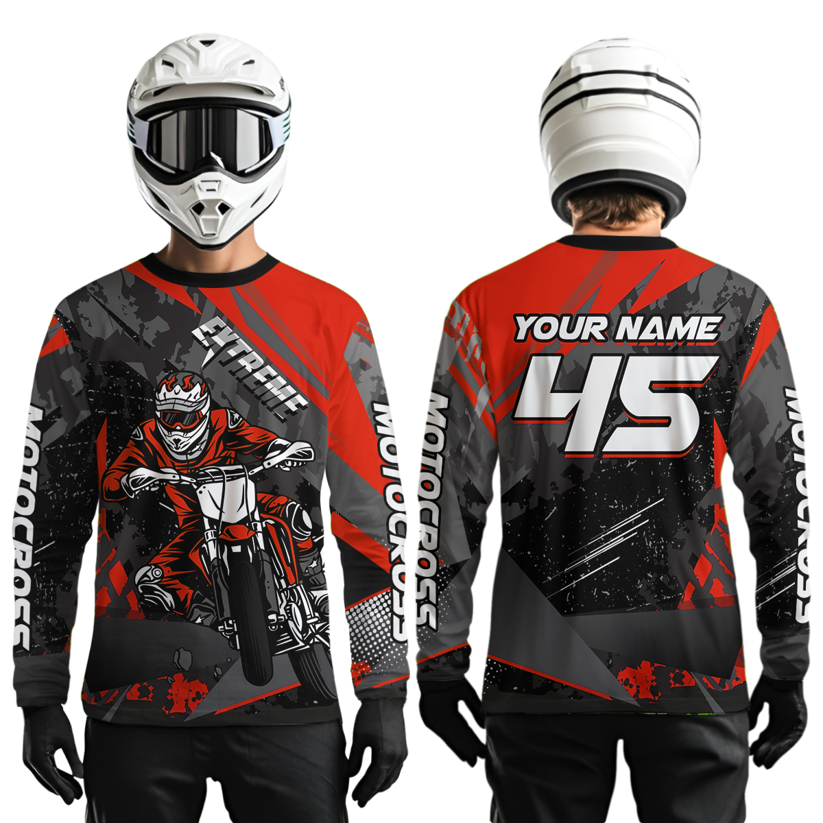 Red Youth Motocross Shirts Custom MX Racing Extreme Shirts Kid Men Women UPF30+ DNT34