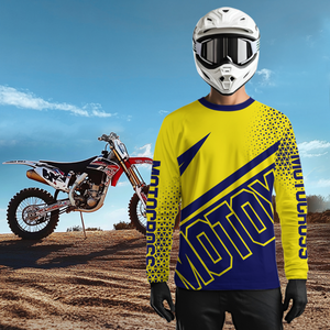 Blue Yellow Motocross Racing Jersey Dirt Bike Shirt Men Kid Women Motorcycle Shirt XM364