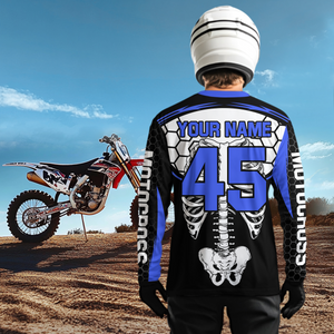 Blue Bone Motocross Racing Jersey UPF30+ MX Racing Dirt Bike Jersey Kid Men Women DNT01