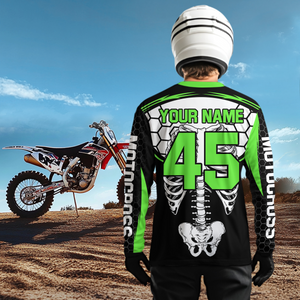 Green Bone Motocross Racing Jersey UPF30+ MX Racing Dirt Bike Jersey Kid Men Women DNT01