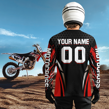 Custom Red Motocross Shirts Racing Jersey UPF30+ Dirt Bike Jersey Kid Men Women DNT08