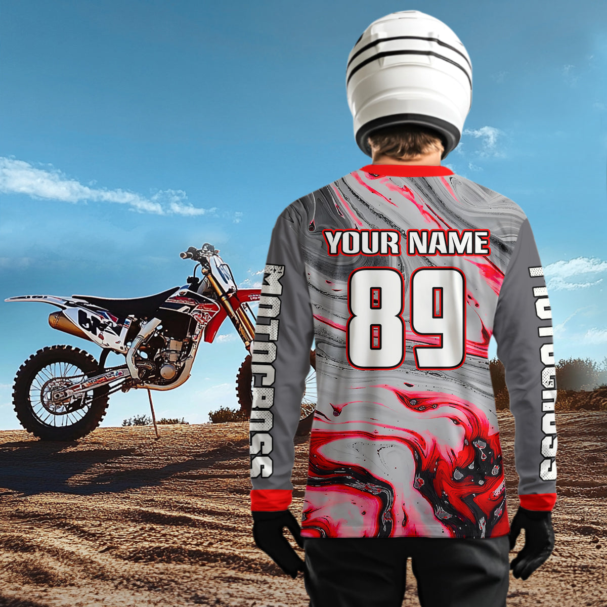 Grey&Pink Motocross Jersey Custom Dirt Bike Shirts for Men Kid Women Racing Shirt XM394