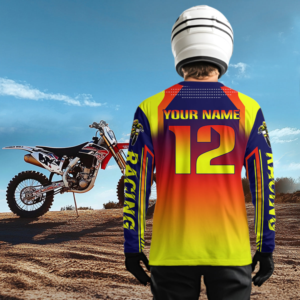 Yellow Orange Motocross Racing Jersey UPF30+ MX Racing Dirt Bike Jersey Kid Men Women DNT04