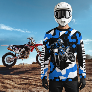 Custom Blue Motocross Jersey Racing Shirts for Men Kid Women Dirt Bike Shirts XM346