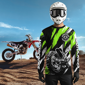 Personalized Green Motocross Racing Jersey Men Women Kid Upf30+ Dirt Bike Jersey Shirt Racing Jersey DNT03