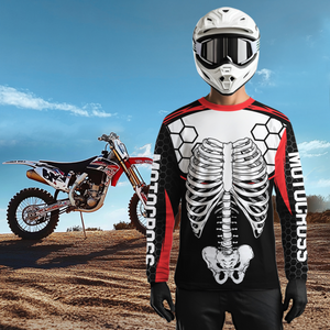 Red Bone Motocross Racing Jersey UPF30+ MX Racing Dirt Bike Jersey Kid Men Women DNT01