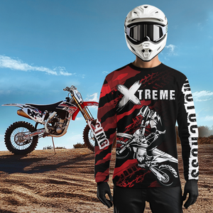 Custom Red Motocross Jersey Racing Shirts UPF30+ Dirt Bike Jersey Kid Men Women DNT09