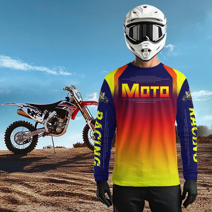 Yellow Orange Motocross Racing Jersey UPF30+ MX Racing Dirt Bike Jersey Kid Men Women DNT04