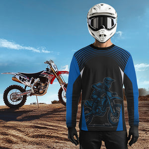 Custom Blue Motocross Racing Jersey Dirt Bike Off-road Riding Jersey Men Kid Women XM356
