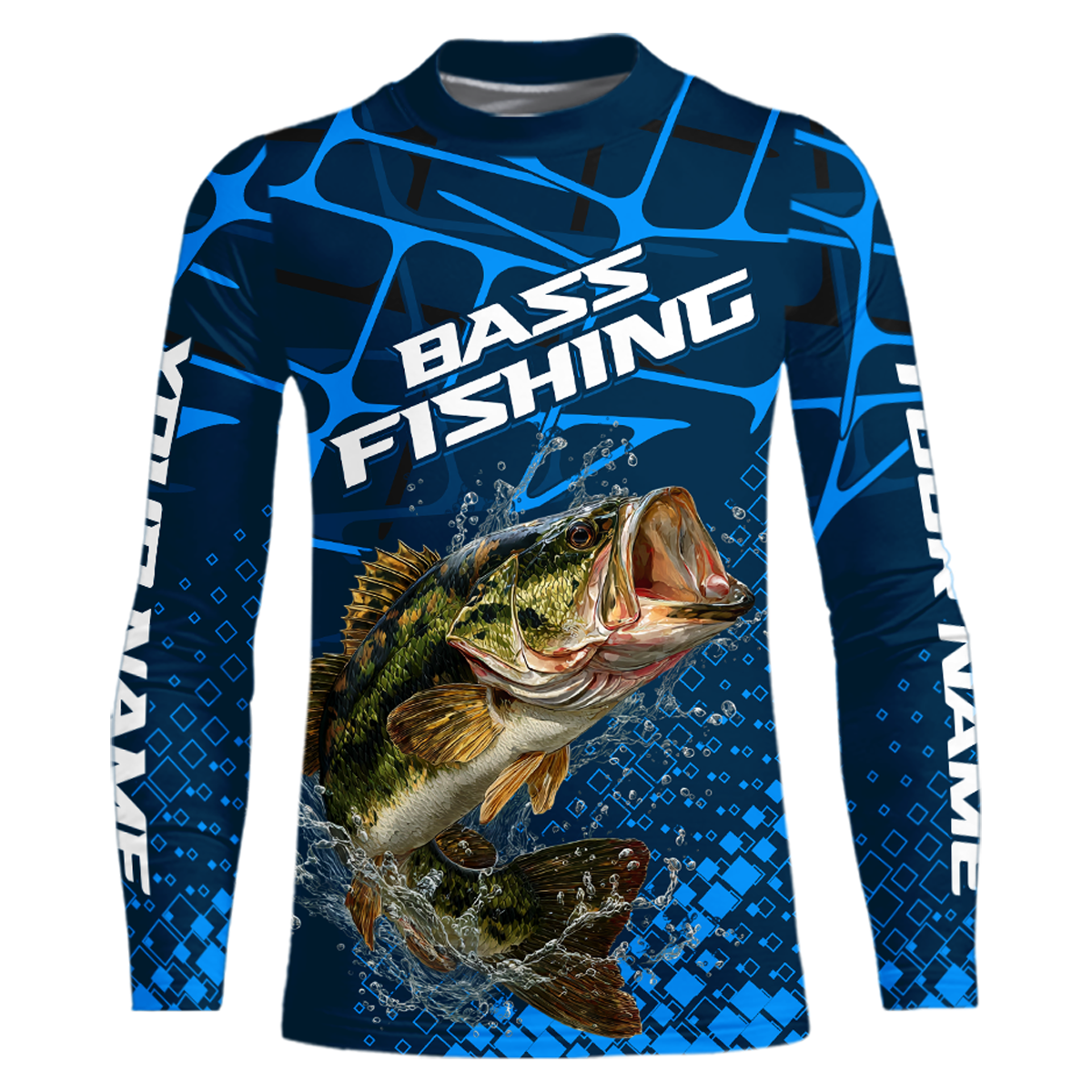 Largemouth Bass Fishing, Kid Fishing Shirts Long Sleeve, Fishing Gift  | Blue NHT385