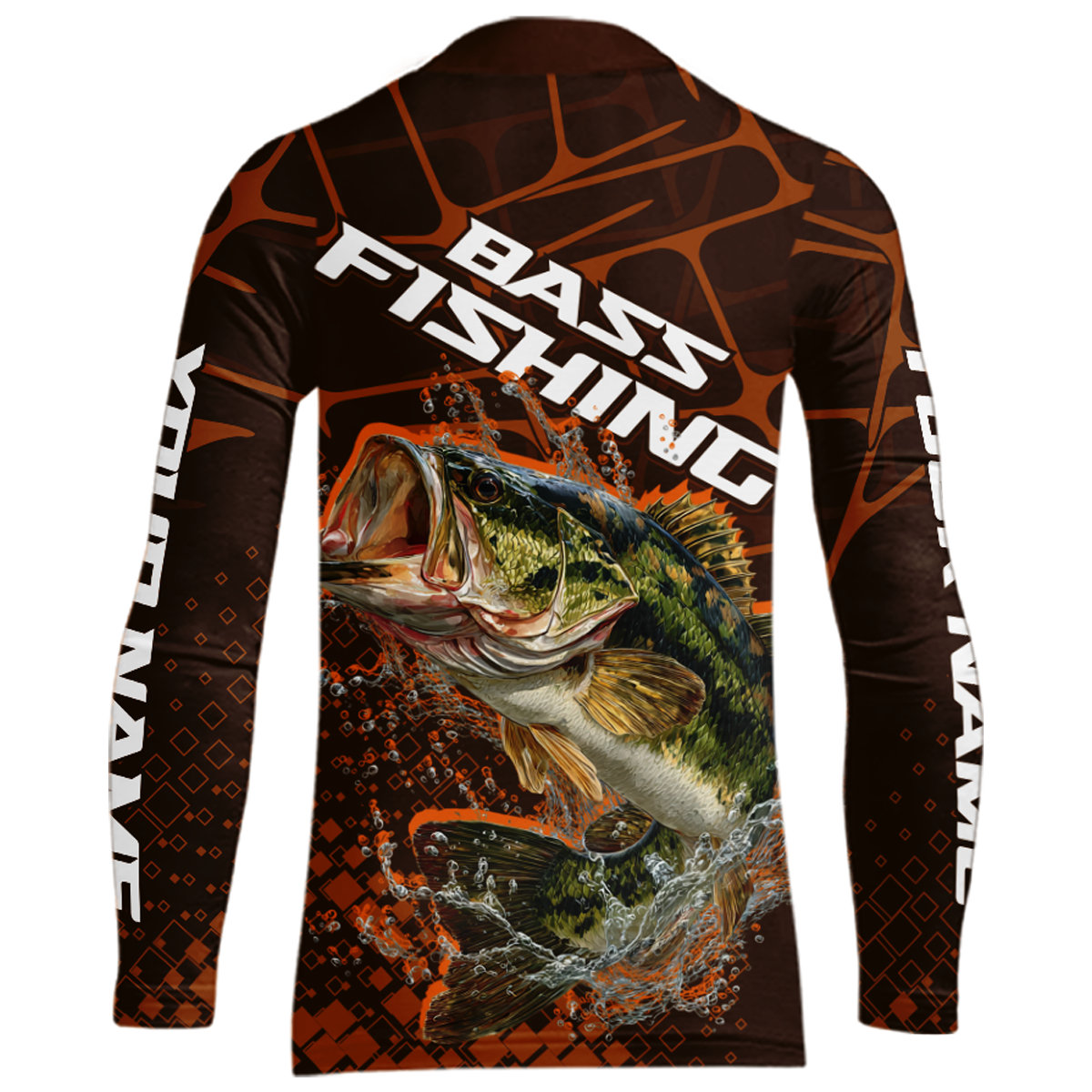 Largemouth Bass Fishing, Kid Fishing Shirts Long Sleeve Scale, Fishing Gift | Orange NHT393