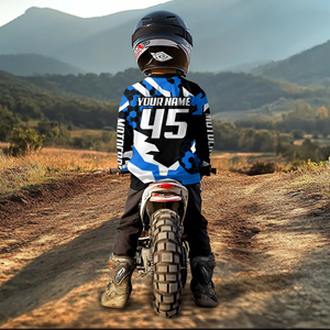 Custom Blue Motocross Jersey Racing Shirts for Men Kid Women Dirt Bike Shirts XM346